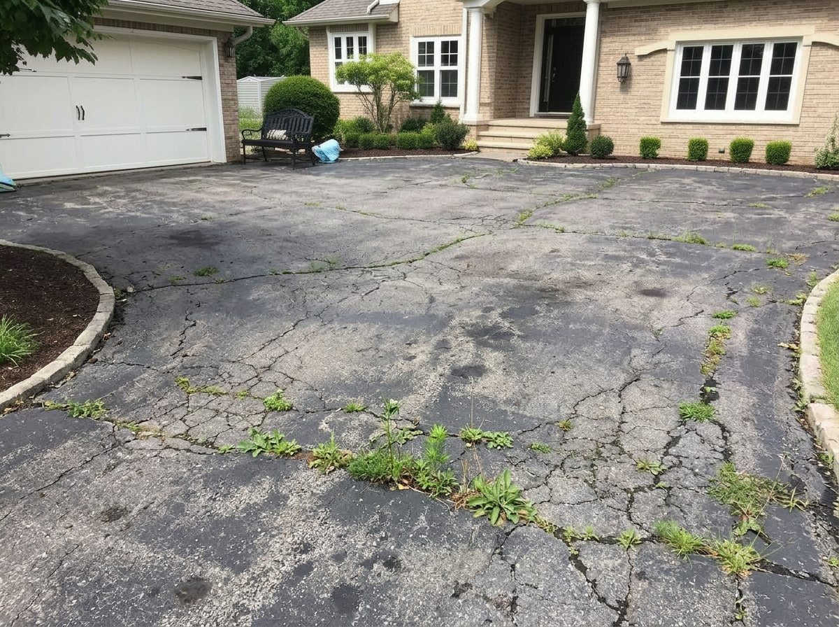 Stamped Concrete Driveway — before