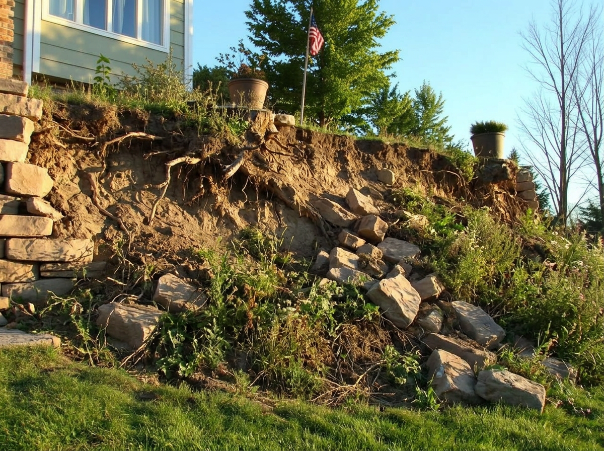Natural Stone Retaining Wall — before